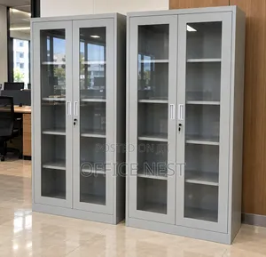 Metal Office Filing Cabinet with Glass Doors