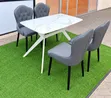 Modern White Marble Dining Table Set with 4 Grey Chairs - 1
