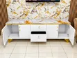 Luxury White & Gold Marble Effect TV Stand with Storage - 1