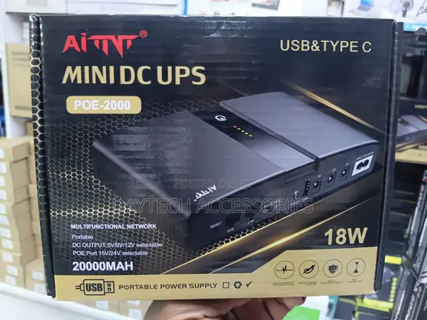 AiT Mini DC UPS 18W 20000mAh kwa WiFi Router - Nyeusi - 1