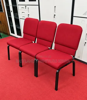 Modern 3-Seater Red Waiting Bench