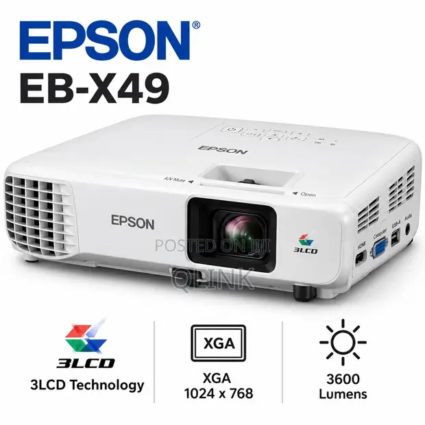 Epson EB-X49 Projector 3LCD, 3600 Lumens, XGA - 1