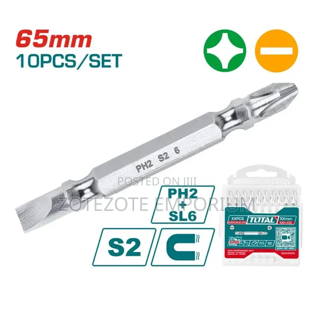 Total 10pcs PH2+SL6.0 Screwdriver Bits Set - 1