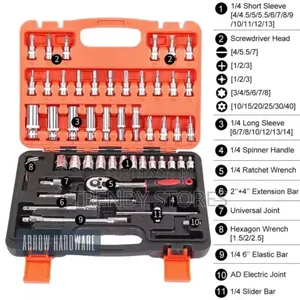 1/4" Drive Socket Spanner Set ya Vifaa (53pc)