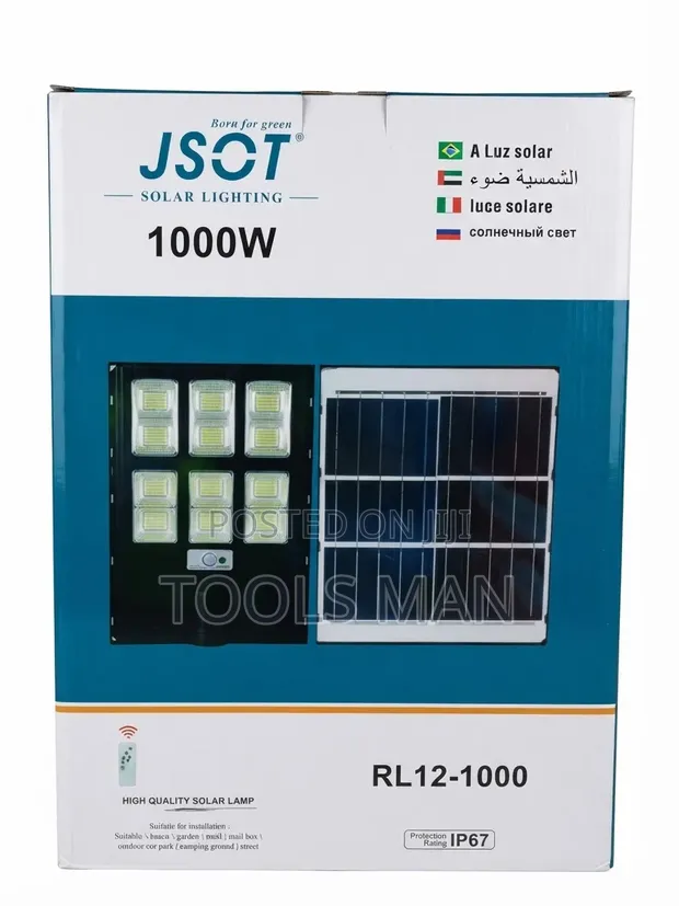 1000W Solar Flood Light JSOT RL12-1000 IP67 Remote - 1