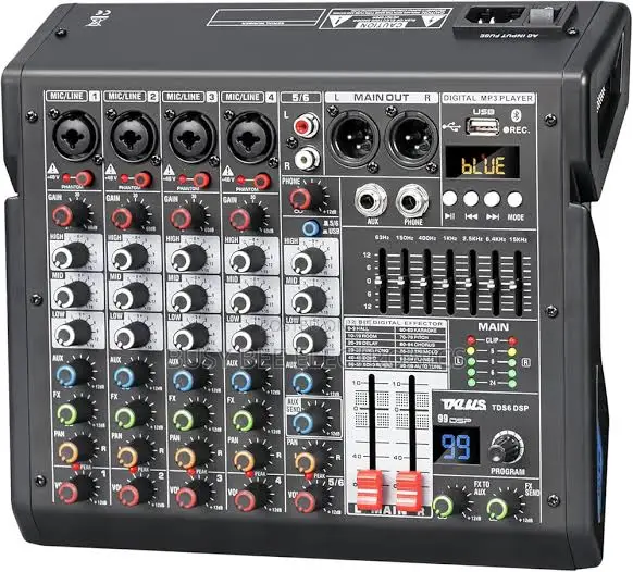BOMGE 4 Channel Audio Interface DJ Mixer with DSP - 1