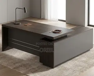 Modern L-Shaped Office Workstation Desk - Brown