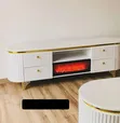 Modern Executive TV Stand with Functional Fireplace - 2