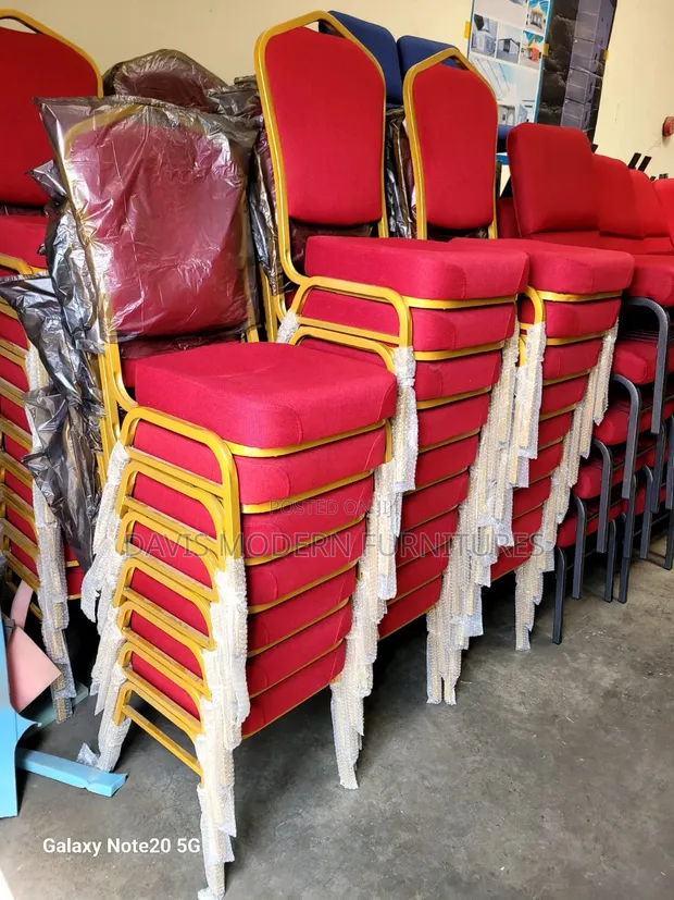 Banquet/Conference Chair - Red with Gold Frame - 1