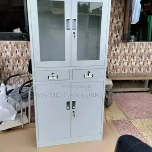 Kabati la Metali la Milango 2 na Droo - Grey Mwepesi