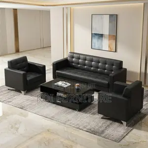 Seti ya Sofa ya Ofisi ya Executive ya Viti 5 Leatherette - Nyeusi