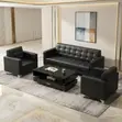 Executive 5-Seater Leatherette Office Sofa Set - Black - 1