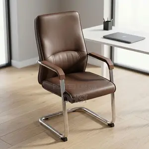Kiti cha Wageni cha Ofisi cha Brown Leather