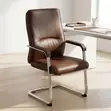 Kiti cha Wageni cha Ofisi cha Brown Leather - 5
