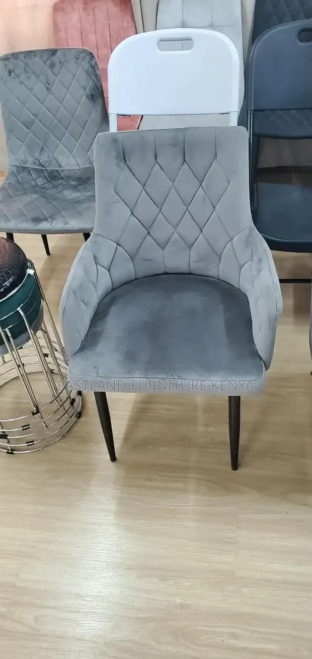 Velvet Dining Chair - Light Grey - 1