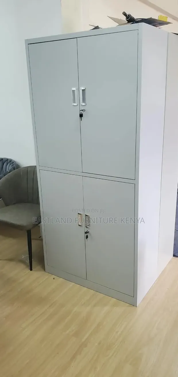 Kabati la Ofisi la Metal lenye Milango 4 na Funguo - Grey - 1