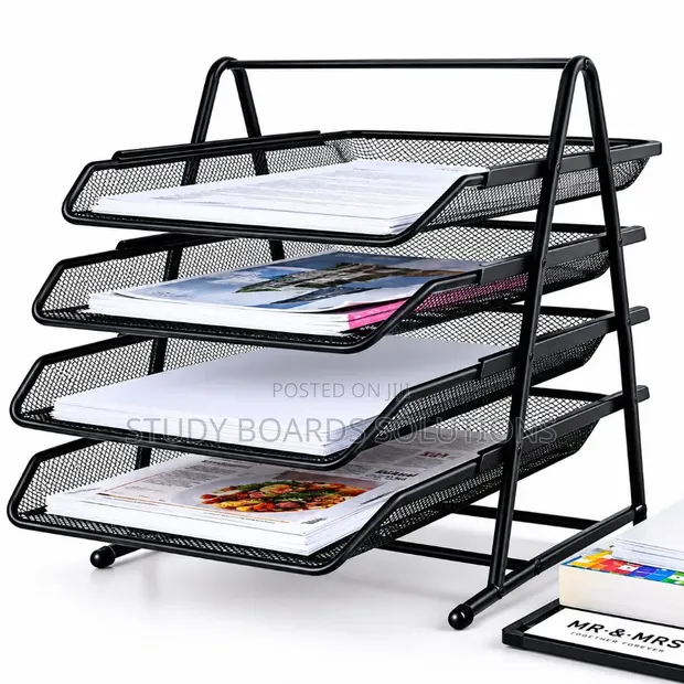 4-Tier Metal Mesh Office Document Organizer - 1
