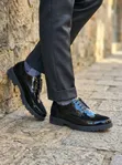 Viatu vya Brogue vya Unisex - Ngozi Nyeusi - 1