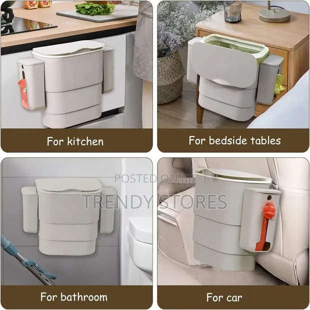 Foldable Kitchen Hanging Dustbin with 2 Trash Bag Storage Cans - 1
