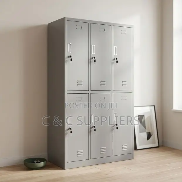 6-Door Metallic File Locker - White - 1