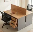 Compact 2-Person Wooden Workstation - Space-Saving Office Desk - 1