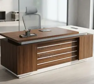 Minimalist Executive Office Desk - Brown