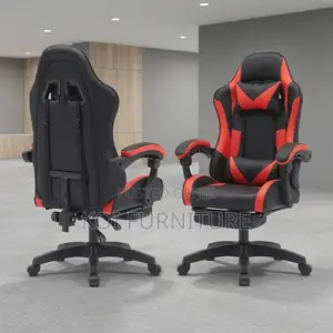 Kiti cha Ofisi cha Ergonomic cha Michezo chenye Kichwa - Chekundu