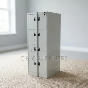 4-Drawer Metal Cabinet with Bar - White