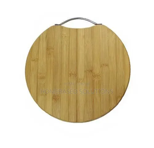 32cm Round Bamboo Chop Board with Steel Handle - 1