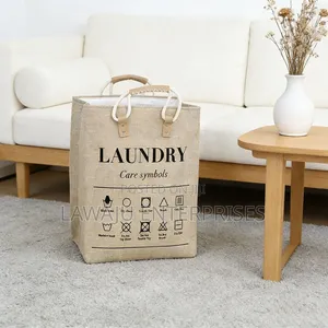 Collapsible Laundry Basket with Leather Handles