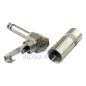 90 Degree 6.35mm Solder Jack Connector - Metal Plug