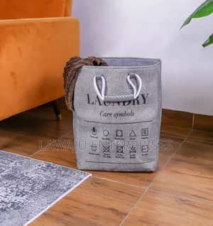 Collapsible Laundry Basket with Leather Handles