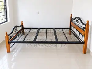 Queen Size Bed Frame - Sturdy Metal & Wood