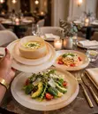 Champagne Gold Swirl Ombre Dinner Set - 3