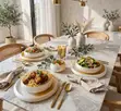 Champagne Gold Swirl Ombre Dinner Set - 4