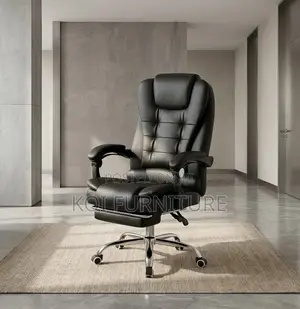 Executive Leather Office Chair with Foldable Footrest