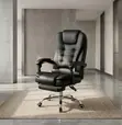 Executive Leather Office Chair with Foldable Footrest - 1