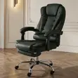 Executive Leather Office Chair with Foldable Footrest - 5