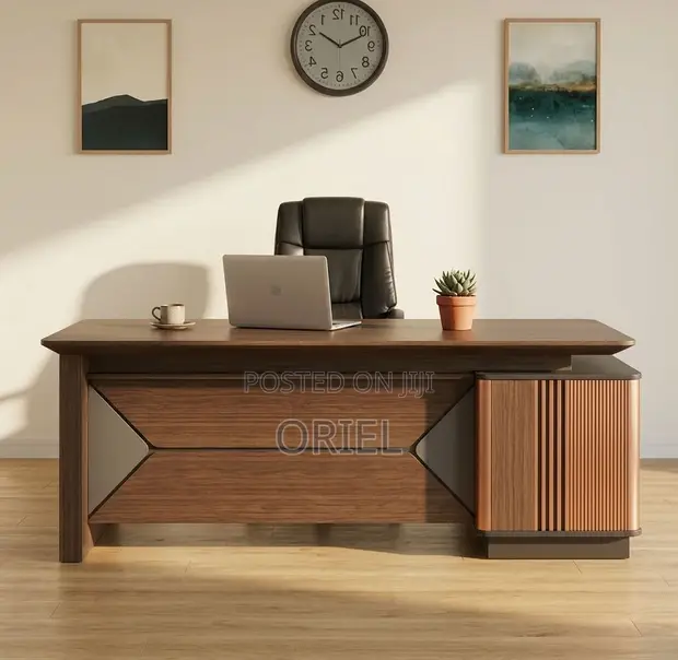 1.8m L-Shaped Corporate Desk - Brown - 1