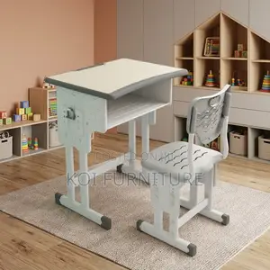 Seti ya Dawati na Kiti cha Shule Kinachoweza Kurekebishwa kwa Ergonomic