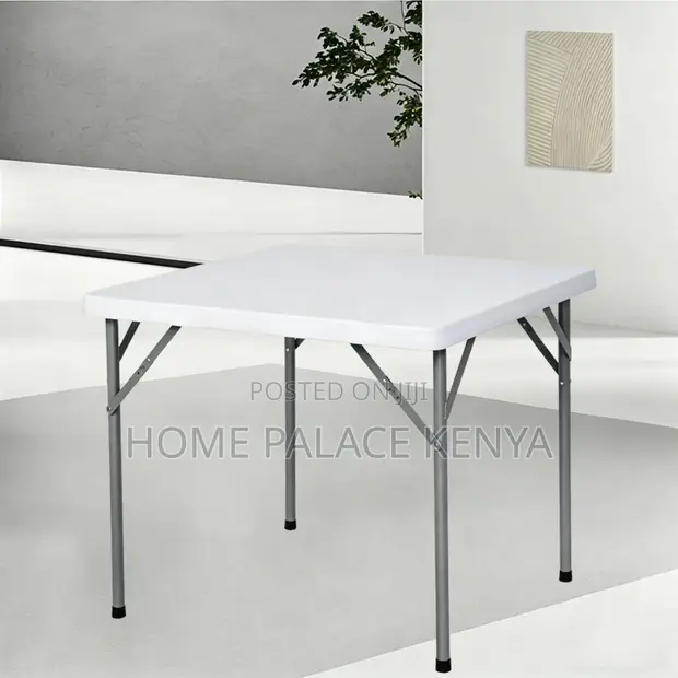 High Quality Outdoor Dining Table - White Square Plastic Top - 1