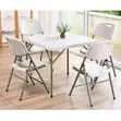 High Quality Outdoor Dining Table - White Square Plastic Top - 5