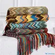 Bohemian Knitted Throw Blanket yenye Tassel 130x180cm - 1