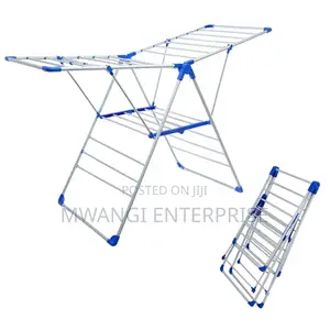 Foldable Clothes Drying Rack with Hanger Rail