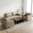 5 Seater Modern Leather Office Reception Sofa - Brown - 2