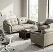 5 Seater Modern Leather Office Reception Sofa - Brown - 3