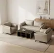 5 Seater Modern Leather Office Reception Sofa - Brown - 4