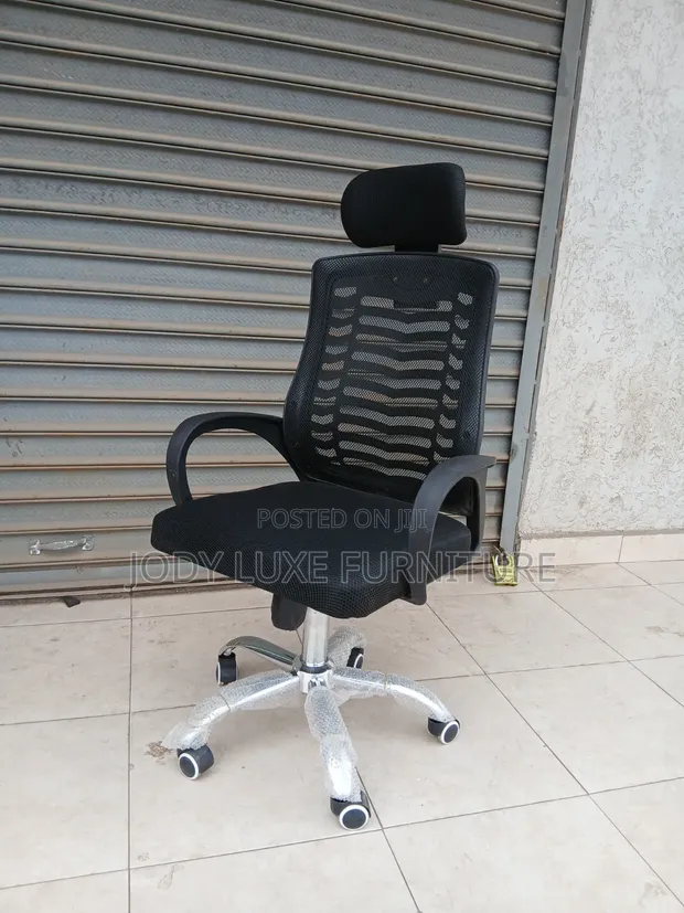 Mesh Office Chair with Armrests & Headrest - 1