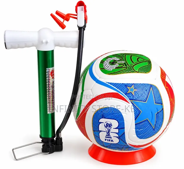 Tubeless Trionda Multicolour Soccer Ball with Manual Inflator Pump - 1