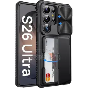 Hybrid Samsung Galaxy S26 Ultra Case Wallet with Card Holder, Black